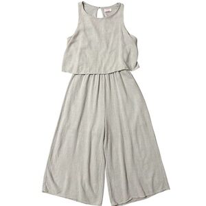Pink Lily Gray Sleeveless  Linen Blend Jumpsuit Romper Lagenlook Medium Cropped